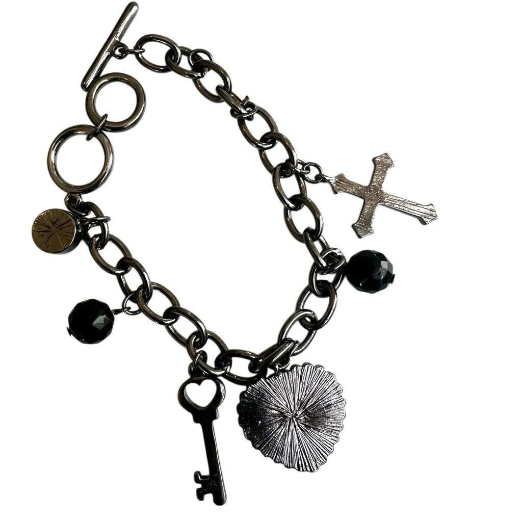 Guess Gunmetal Heart Charm Bracelet - Image 2