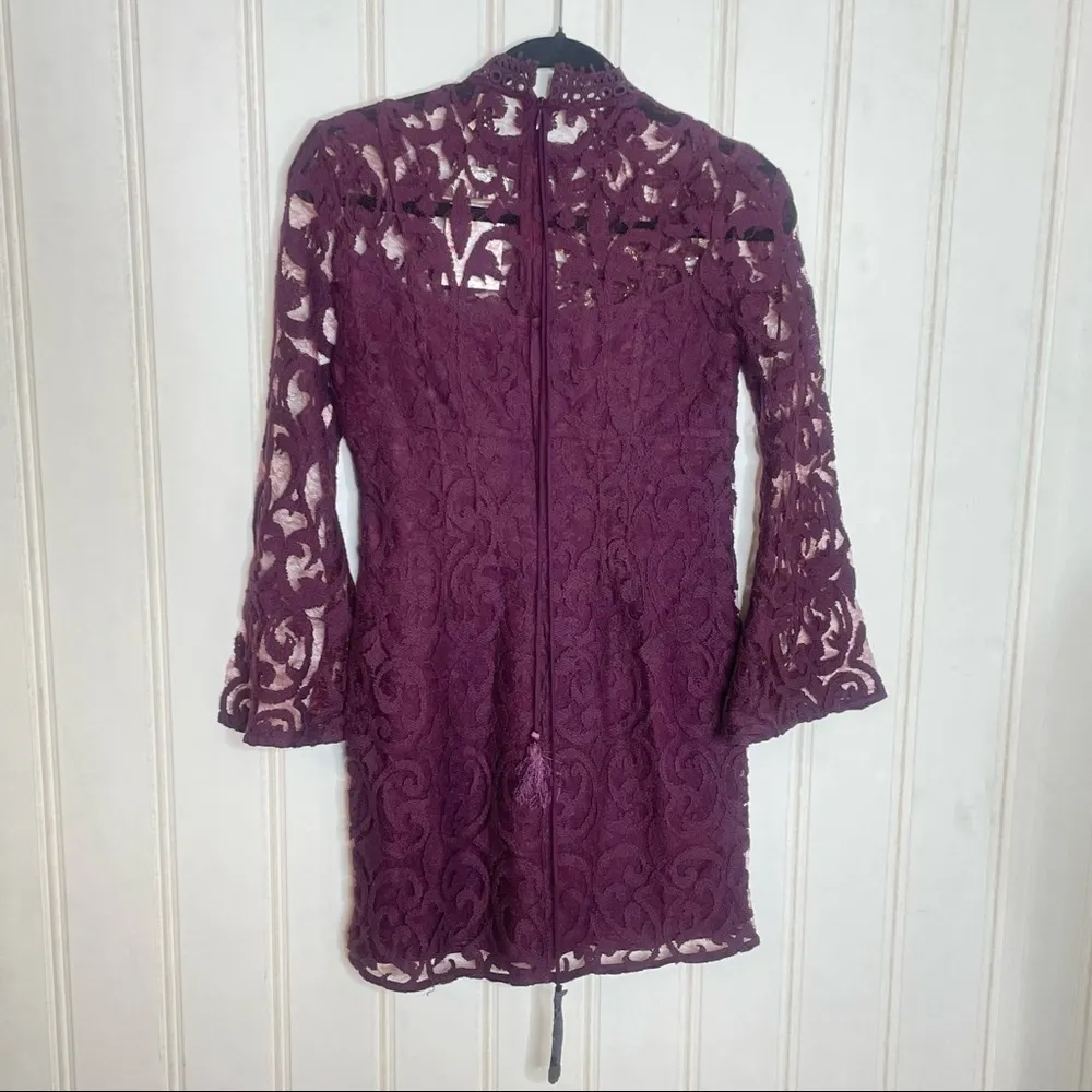 NEW Free People North Star Mini Dress Plum Lace Sz 2 -810 - Image 3
