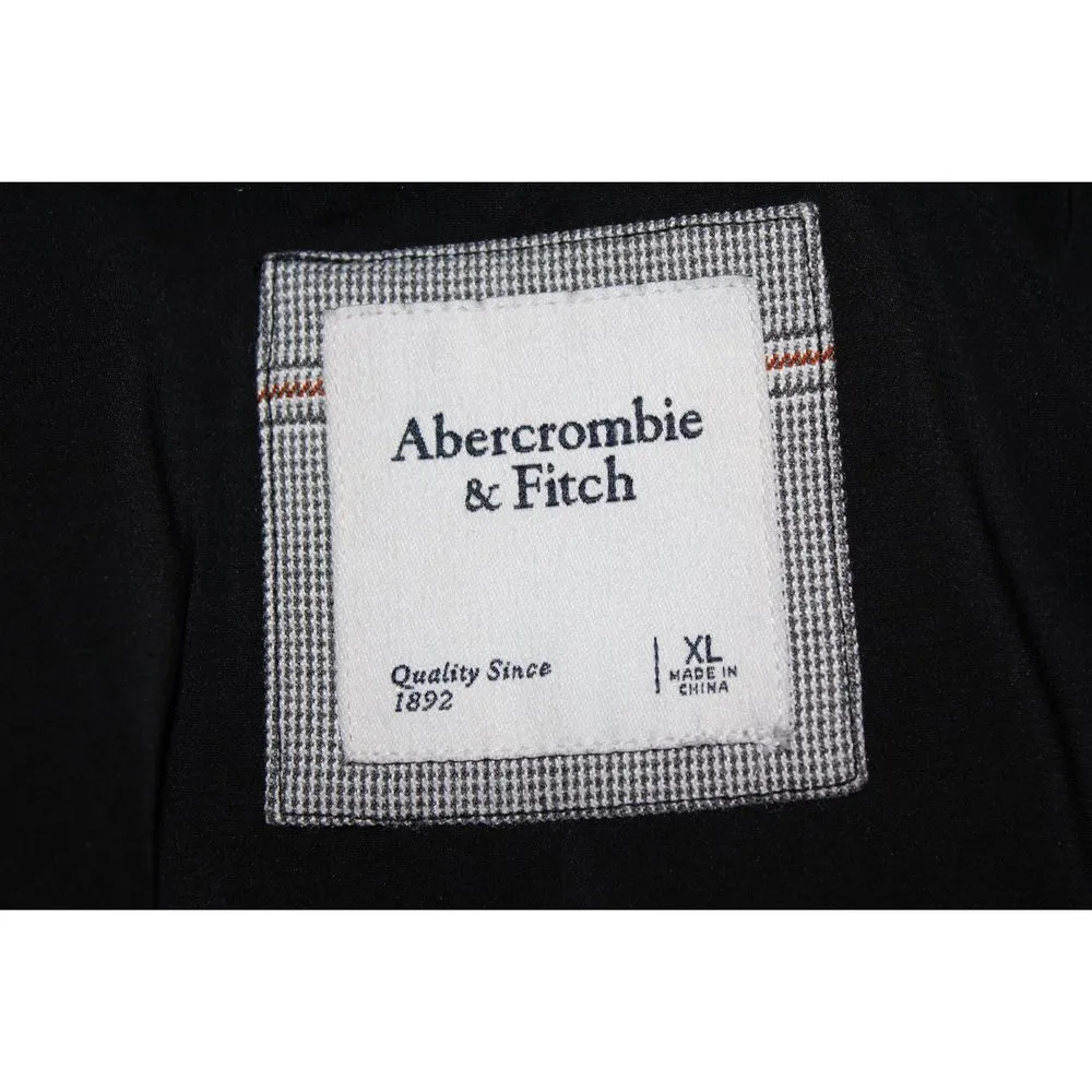 Womens Abercrombie & Fitch Gray Plaid Double-Breasted Mid-Length Blazer Size XL - Image 3