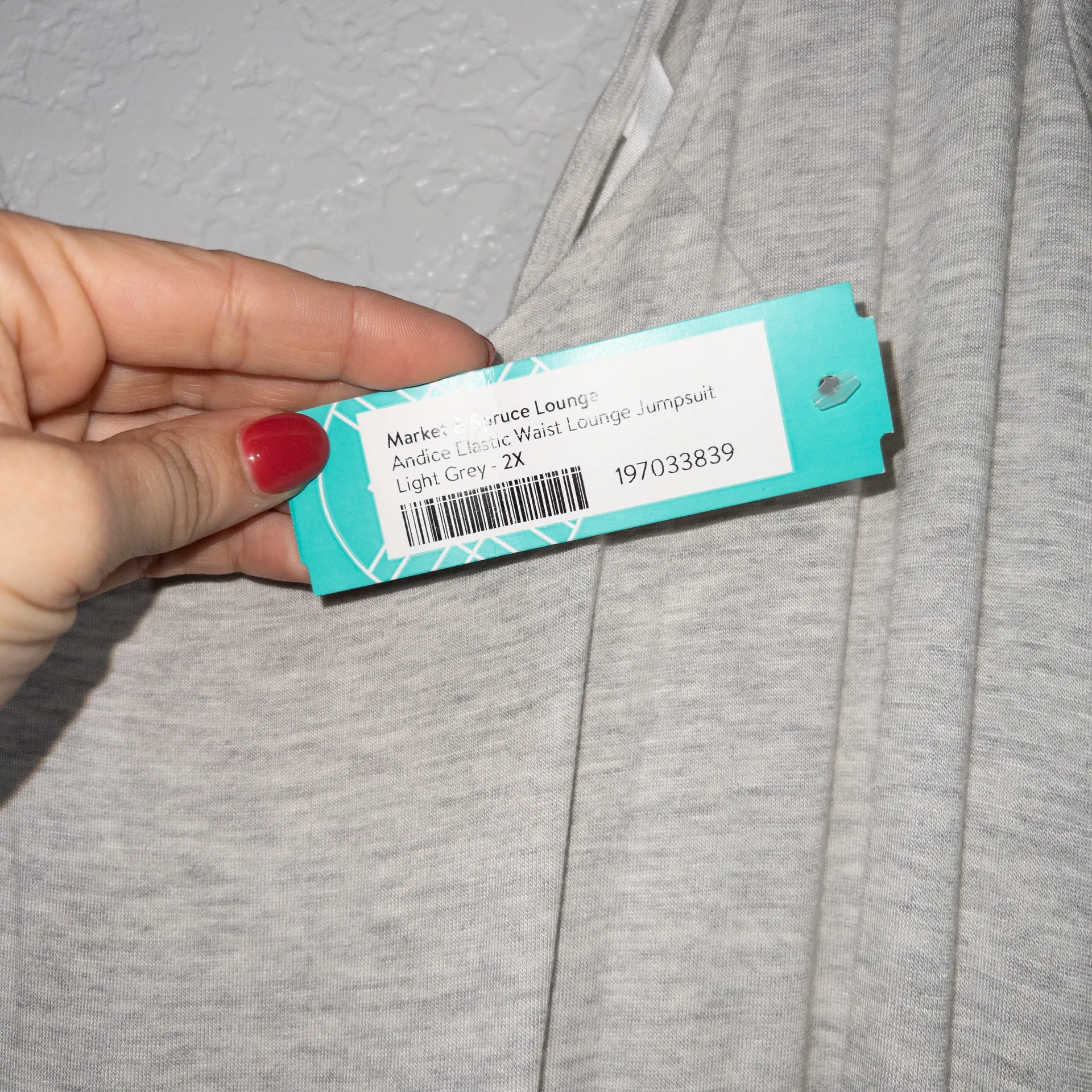 Market & Spruce NWT  Light Grey Andice Elastic Waist Lounge Jumpsuit 2X - Image 5