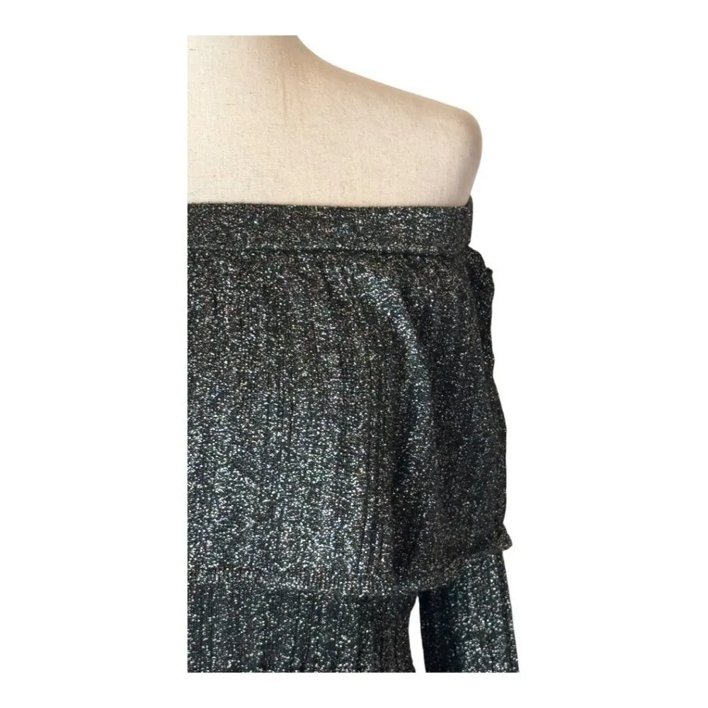 Keepsake Dress Women Small Gray Off The Shoulder Metallic Reflections Sheath - Image 7