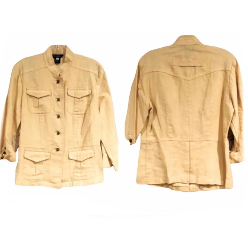 Multiples Safari jacket 100% linen, color is khaki tan - Image 5