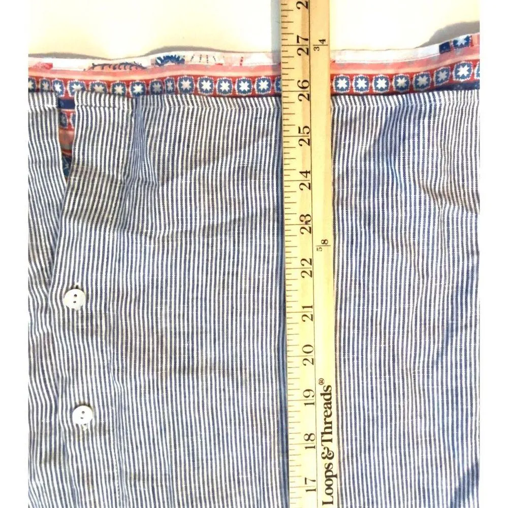 J Jill Linen Blue White Striped Short Cap Sleeve Button Down Floral Back Top LP Size undefined - Image 8