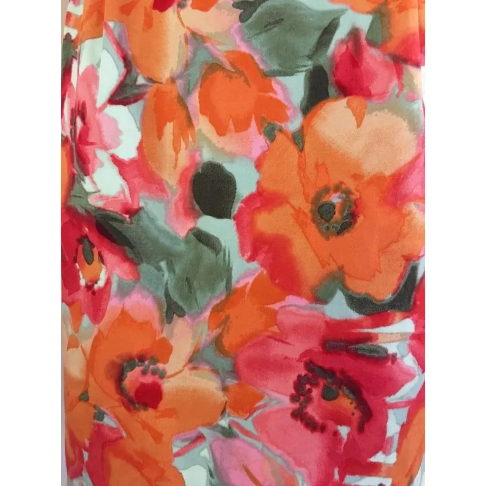 Jessica Howard Retro Floral Dress Women 12 L Mod Ruffle Sheath Pencil Sleeveless - Image 2