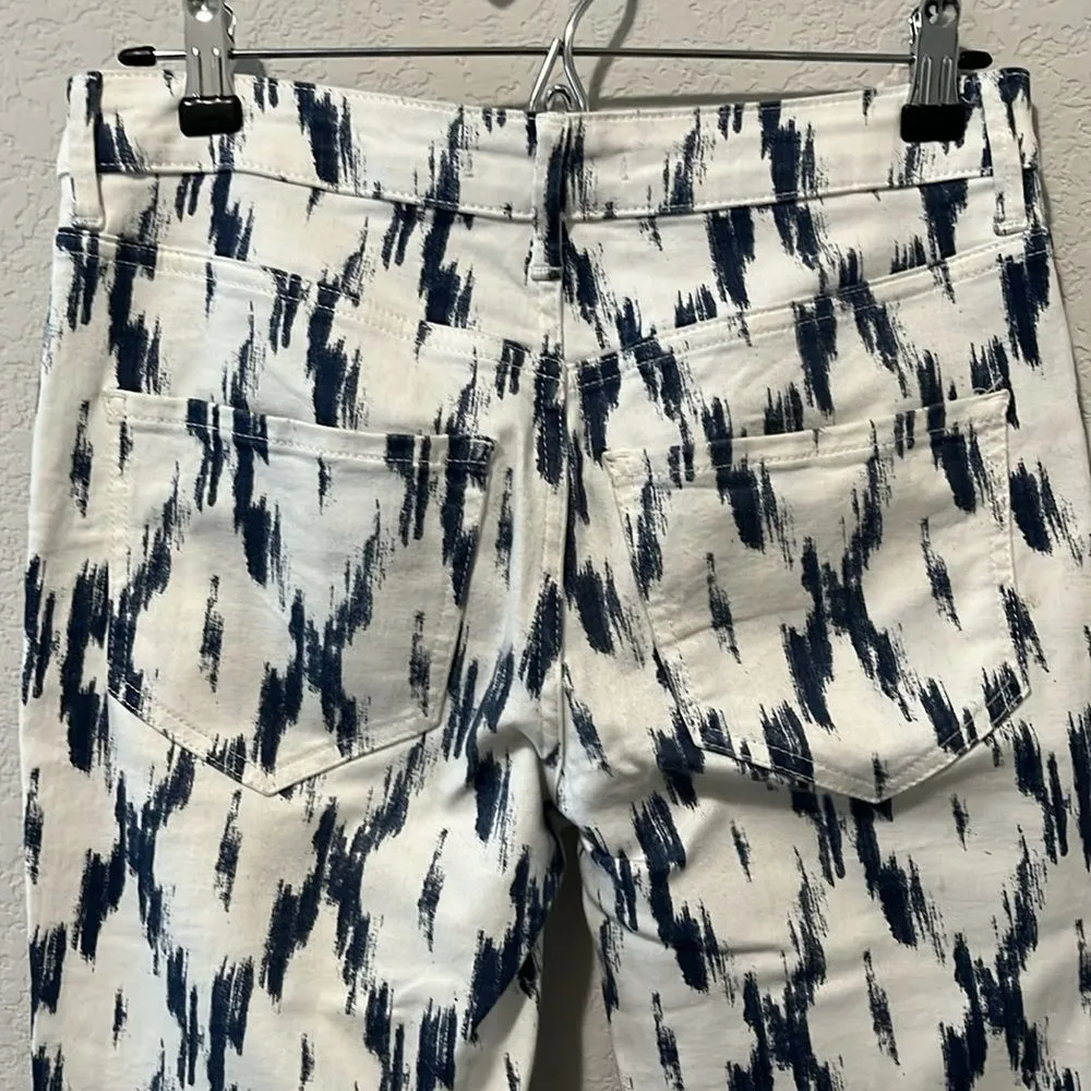 FREE PEOPLE Indigo Skies Printed Cropped Leg Jeans, Size 27 - Image 7