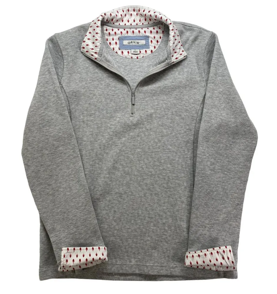 Women's Orvis Sandy Point 1/4 Zip Ribbed Sweatshirt Gray Sz Large - Image 1