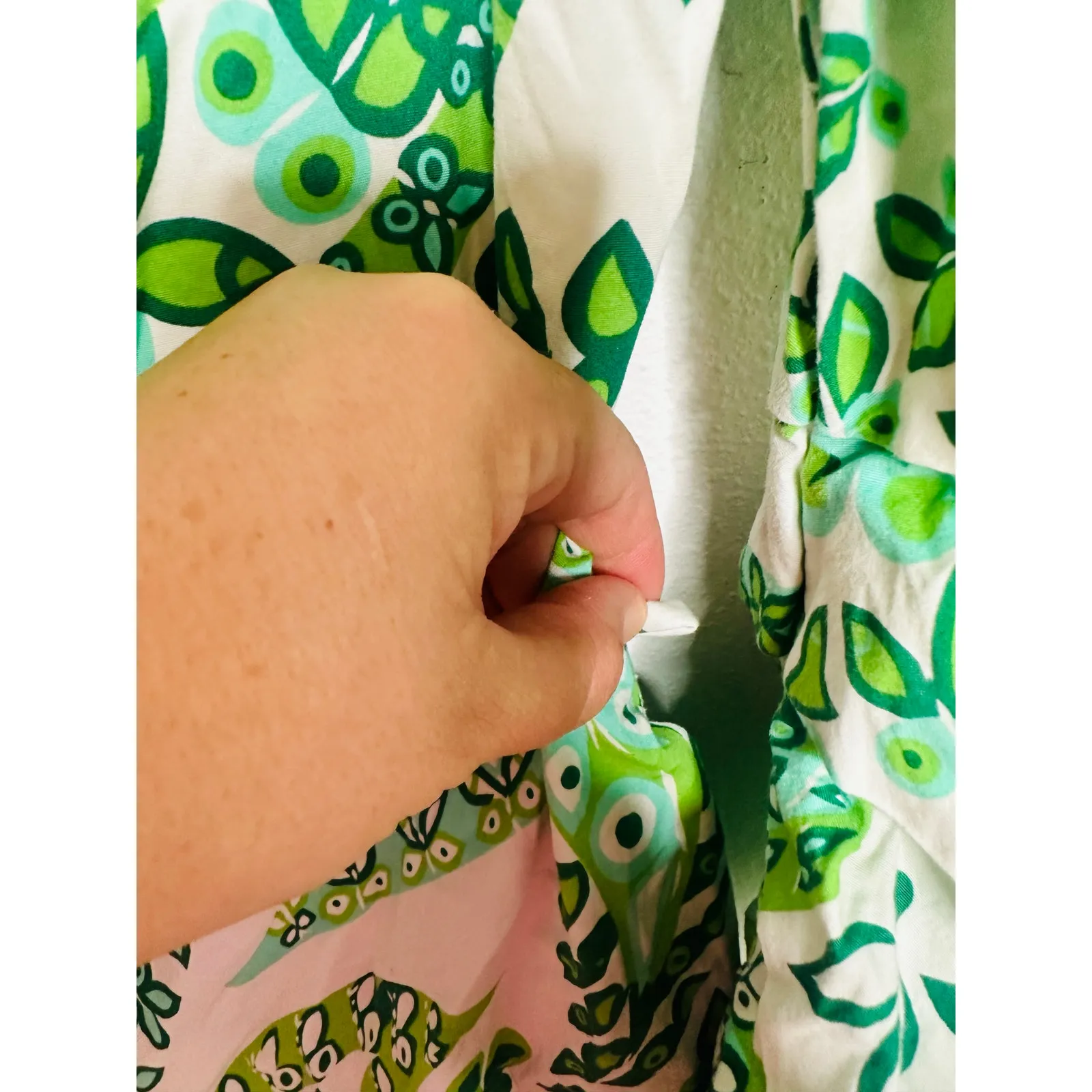 STAUD Green White Paisley Printed Three Quarter Sleeve Caroline Midi Dress sz 12 - Image 11