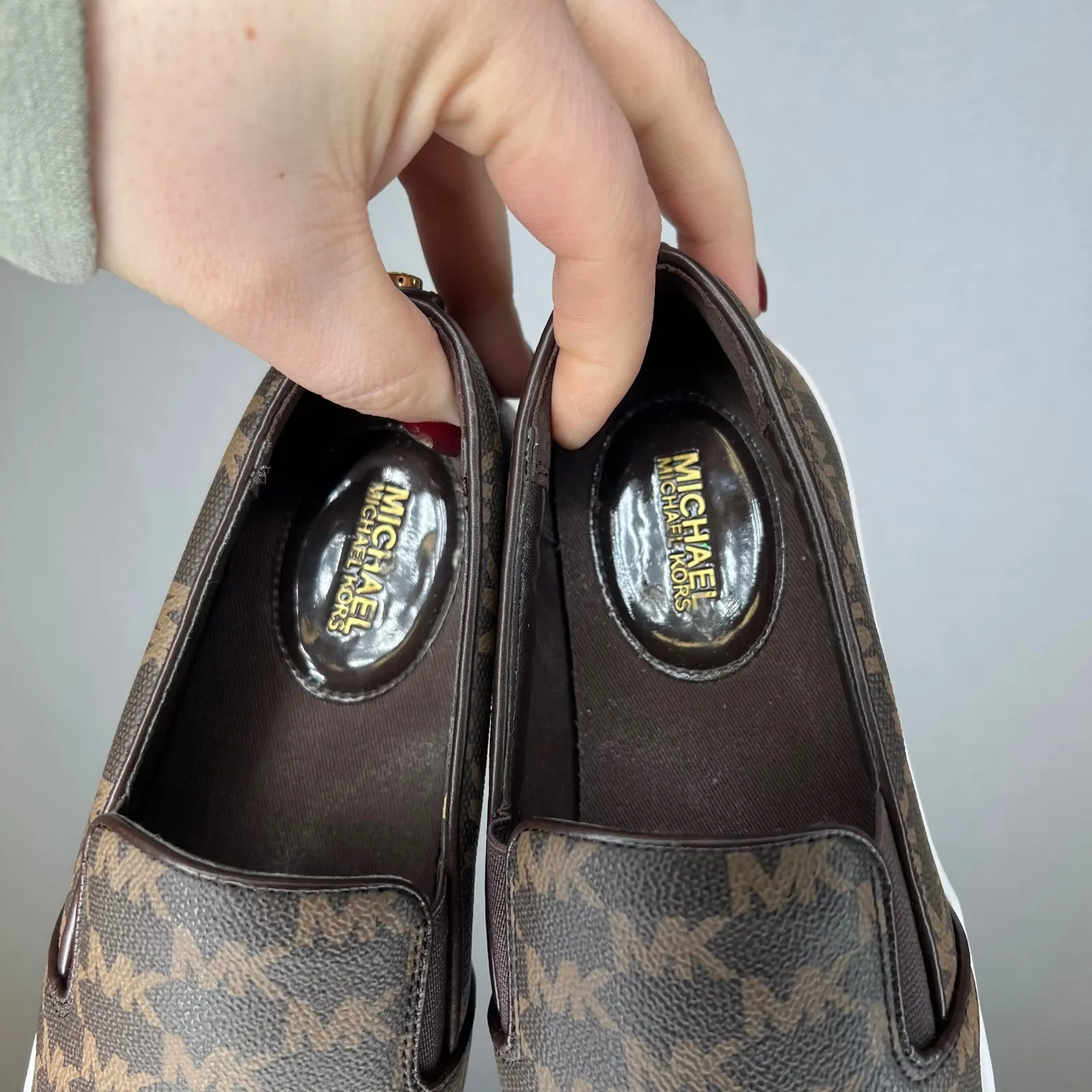 Michael Kors Signature MK Logo Slip On Sneakers Brown Womens Size 6 - Image 6