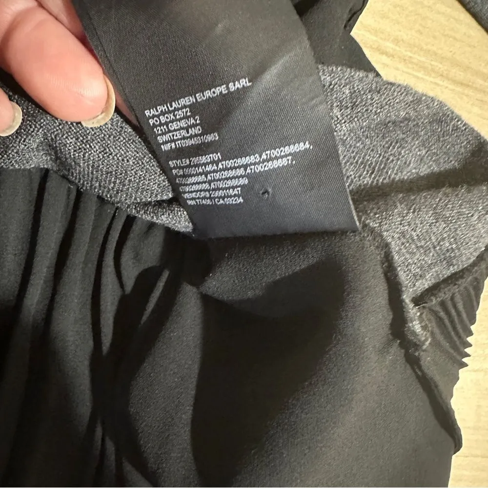 Club Monaco  Wool Black‎ Gray Split Back Tiered Hem Pull Over Sweater Medium - Image 9