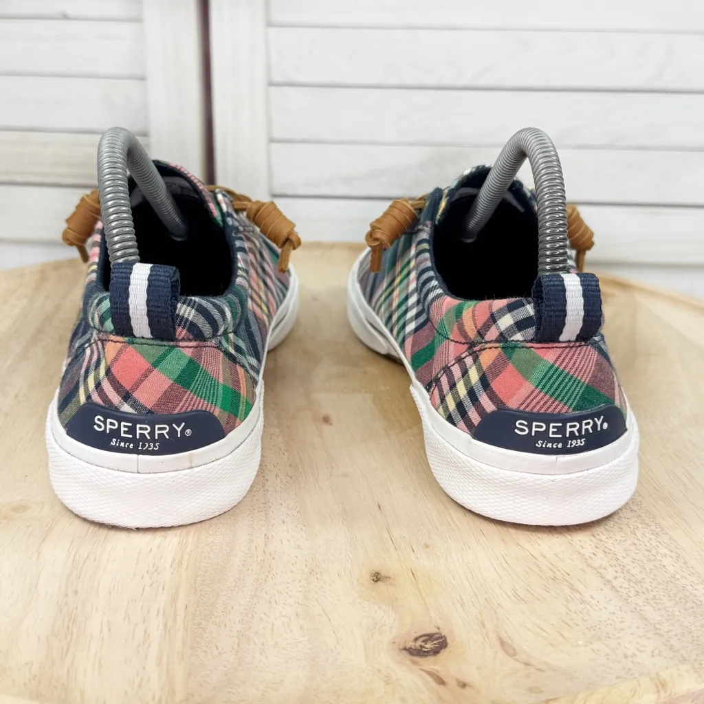 Sperry Pier Wave LTT Plaid Canvas Sneak Boat Shoes Women‎ 8.5 STS85163 - Image 6