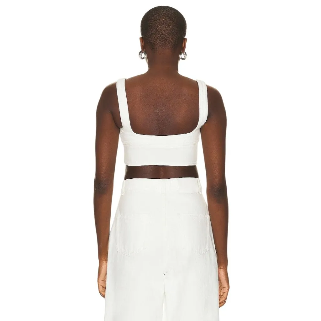 Loulou Studio Anet Bra Top in Ivory XSmall New Womens Denim Crop Tank White Size XS - Image 5