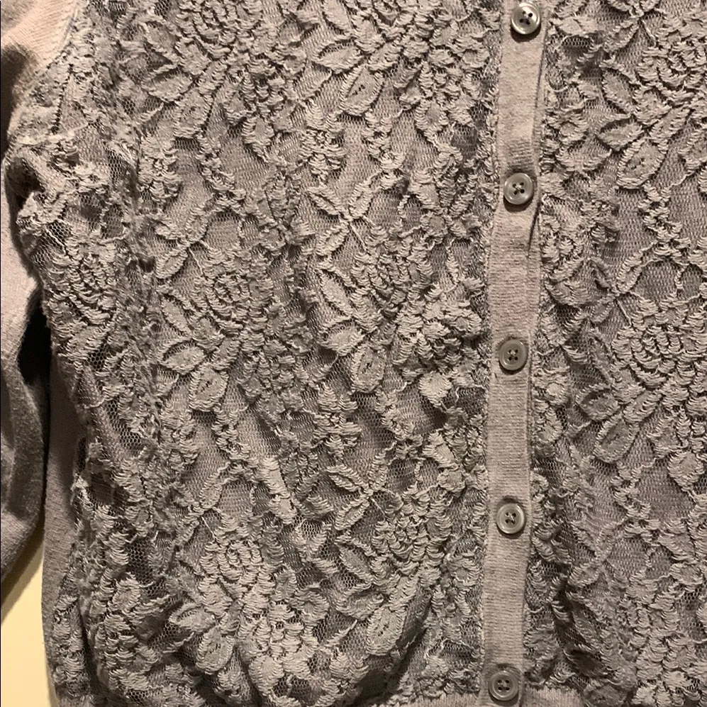 Van Heusen Gray Cardigan with Lace Overlay - Image 3
