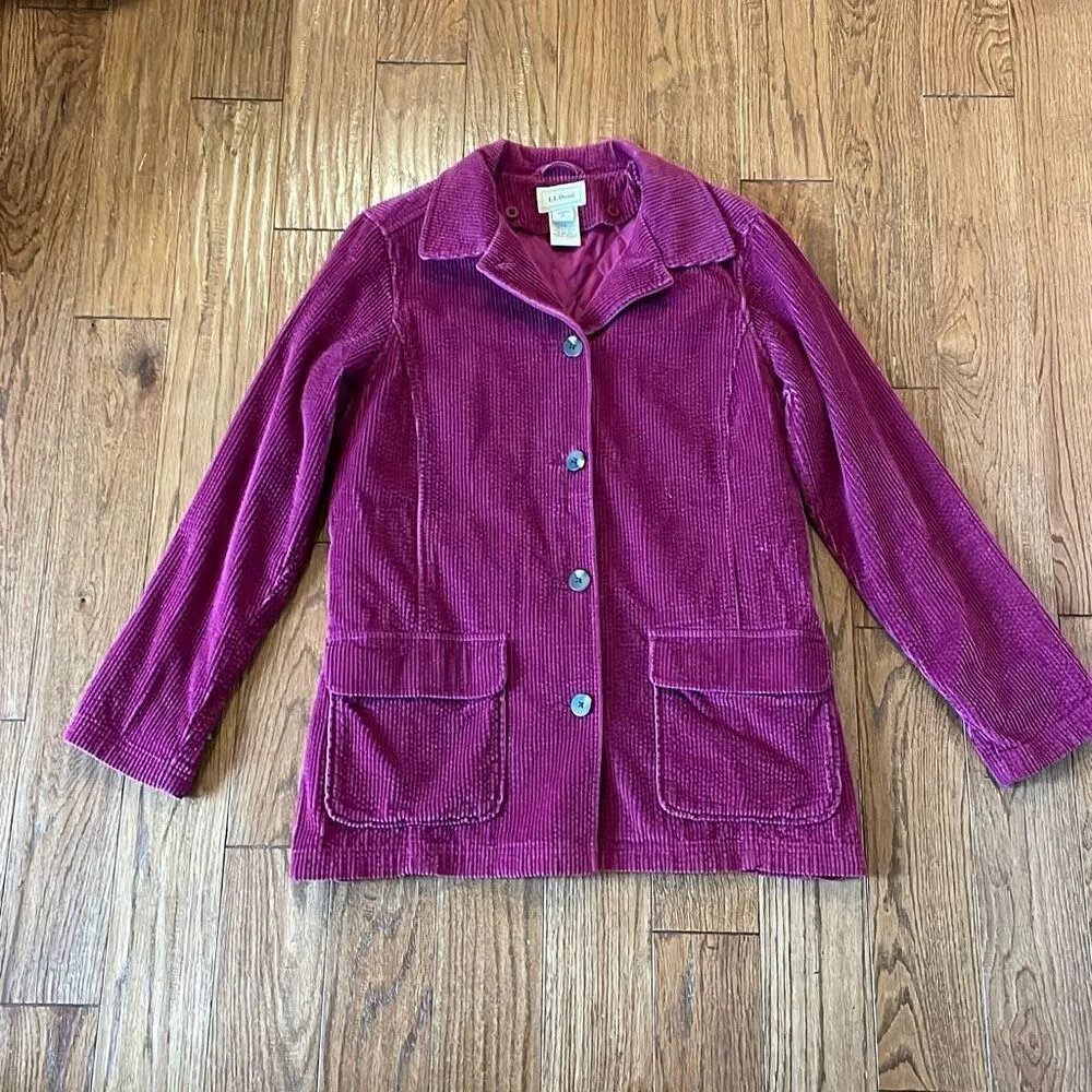 L.L. Bean pink corduroy lined jacket size medium - Image 11