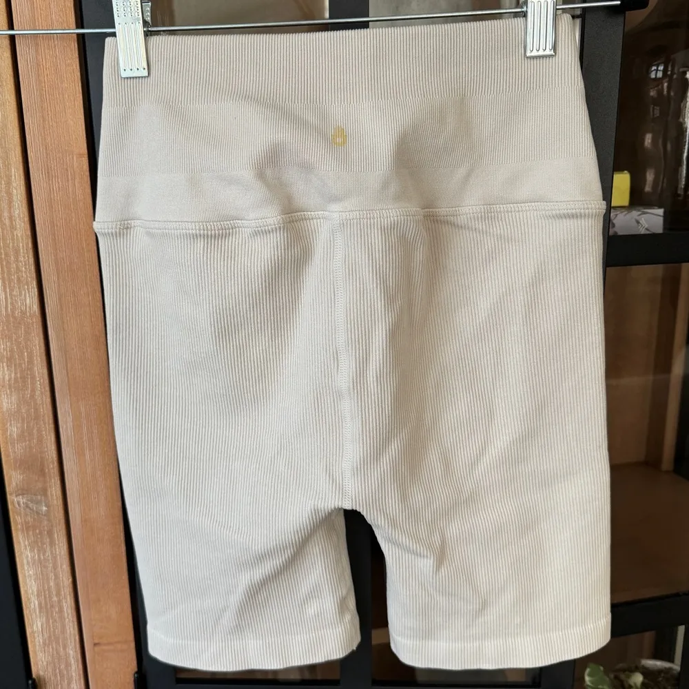 Spiritual Gangster Love Sculpt Biker Shorts beige bone ribbed workout active - Image 2