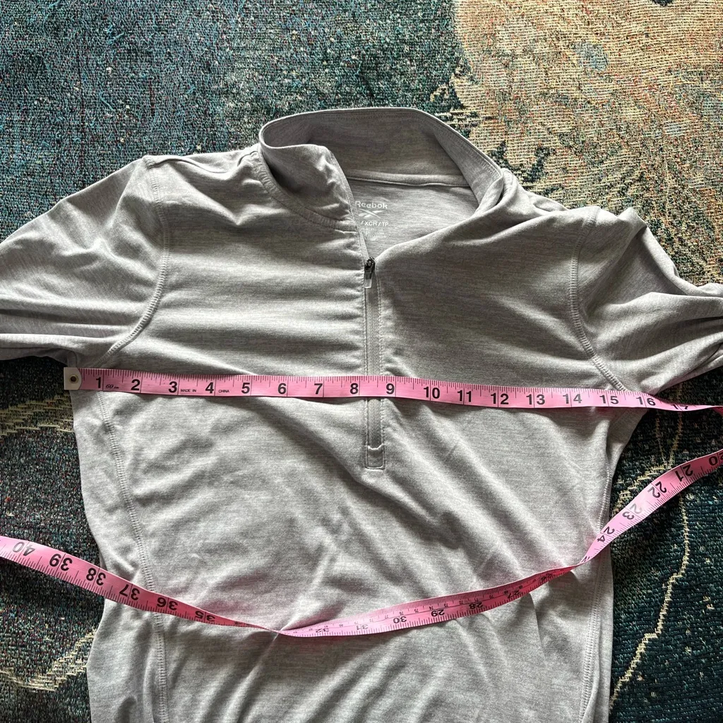 Reebok Light Grey 1/4 Zip Sweatshirt XS Mock Neck Relaxed Fit Lightweight Cadual - Image 13