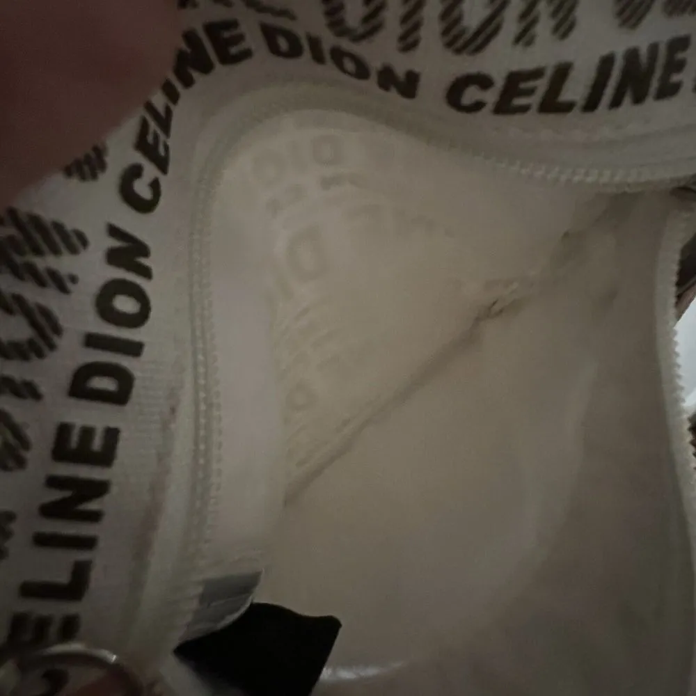 Celine Dion white gold logo writing shoulder bag book bag les vegas vip merch - Image 5