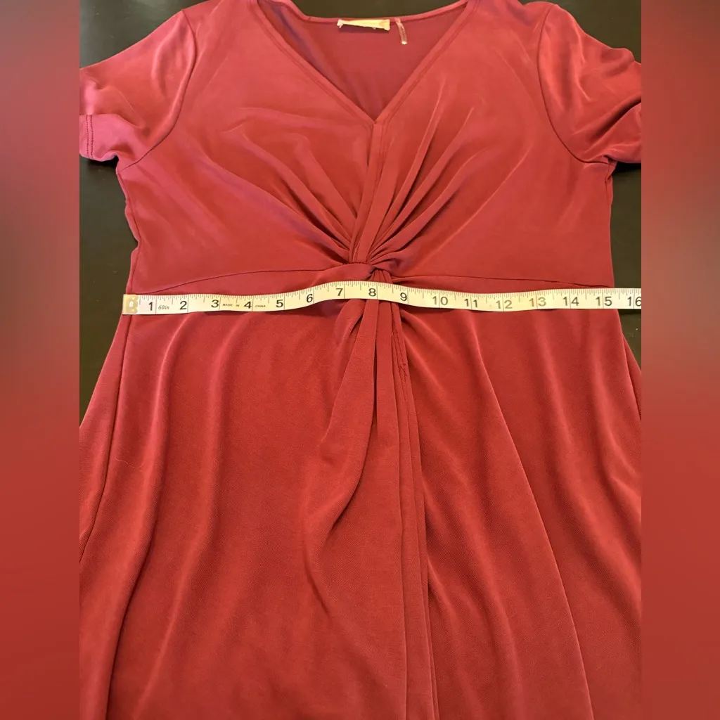Altar'd State Burgundy Knotted V-Neck Midi Dress size Large - Image 9