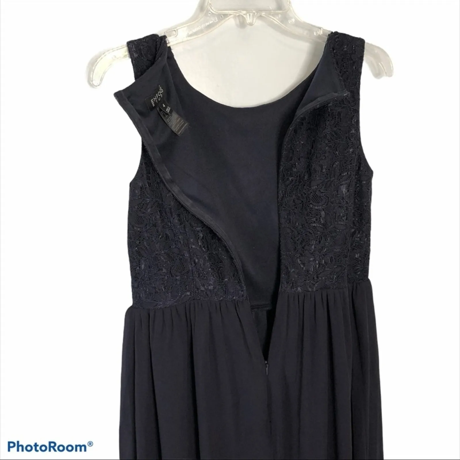 Enfocus Studio Navy Blue High-Low Chiffon Midi Dress Size 4 - Image 11