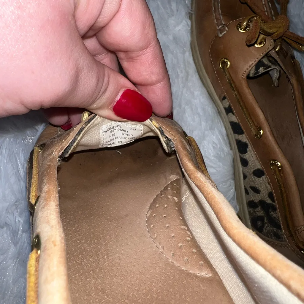 Sperry Boat Shoes with Leopard Print Detail size 8 - Image 6