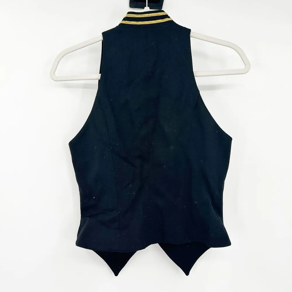 Bebe Womens Y2K Vintage Preppy Academia Gold Crest Buttons 100% Wool Vest Size 6 - Image 7