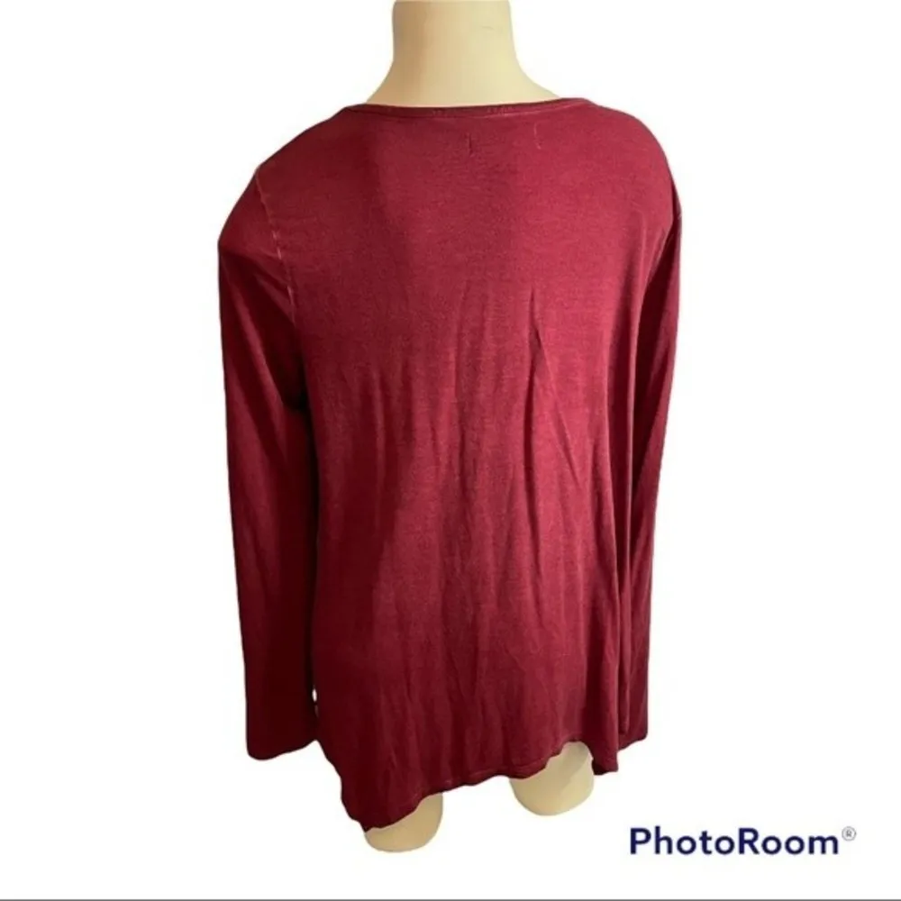 Knox Rose Crimson Crochet Neck Blouse Size M - Image 2