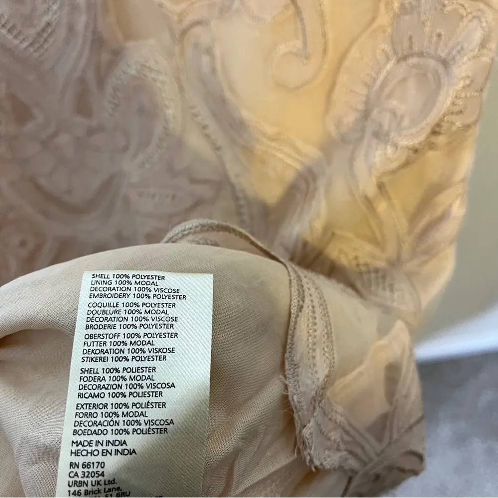 Anthropologie Maeve Square Neck Lace Mini Dress Leather Trim Womens Size 8 - Image 9