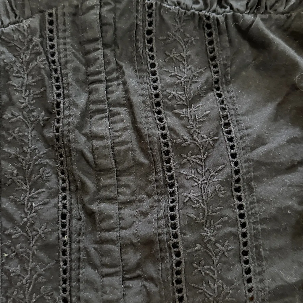 Rouje Black Organic Cotton Wendy Corset Embroidered Blouse Sz 36 - Image 3