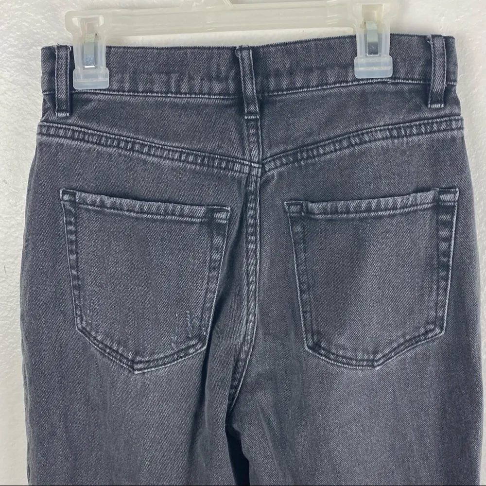 PACSUN Black Wash High Rise Straight Ripped Distressed Frayed Hem Jeans, Size 24 - Image 8