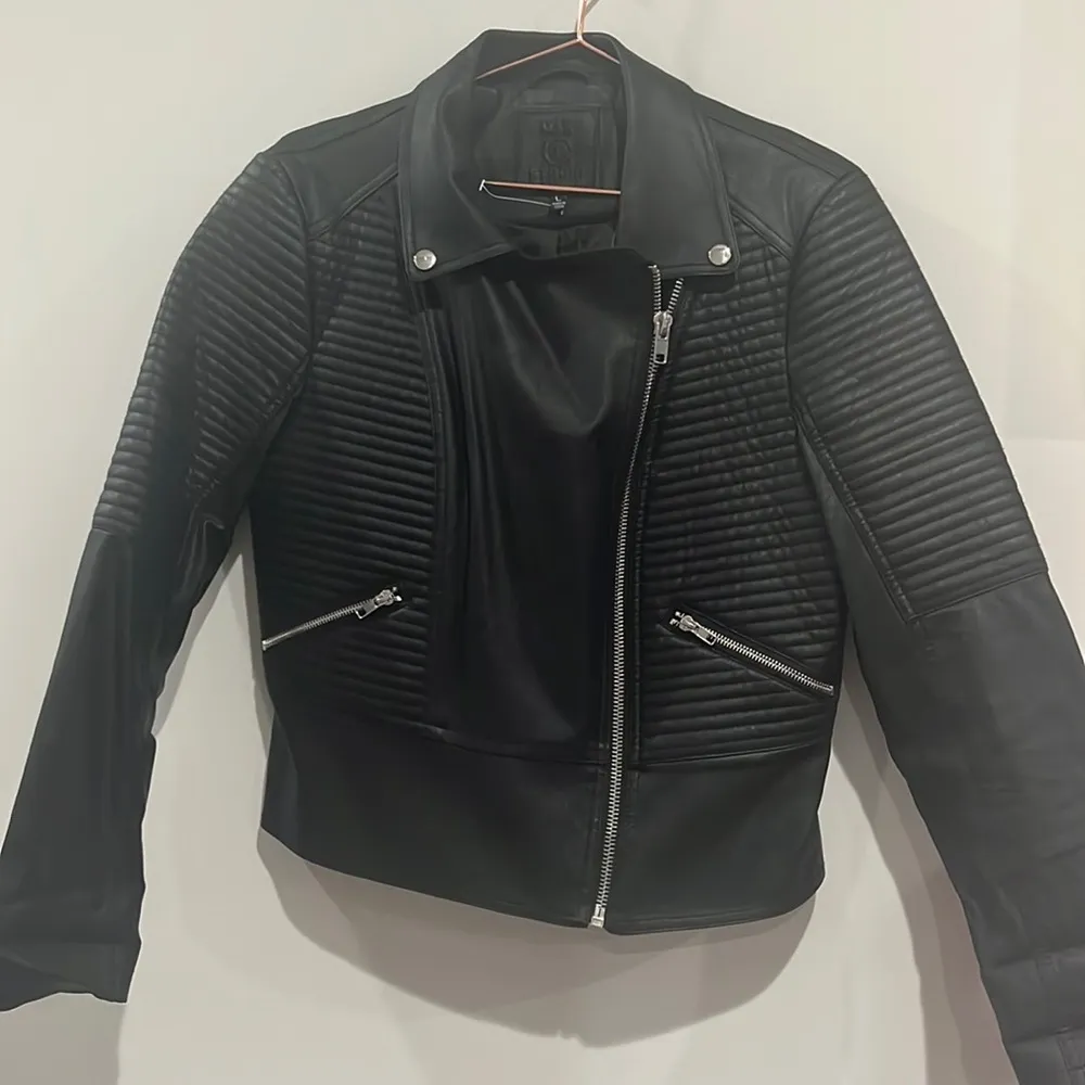 Max Studio Motorcycle Jacket with Silver Accents - Image 4