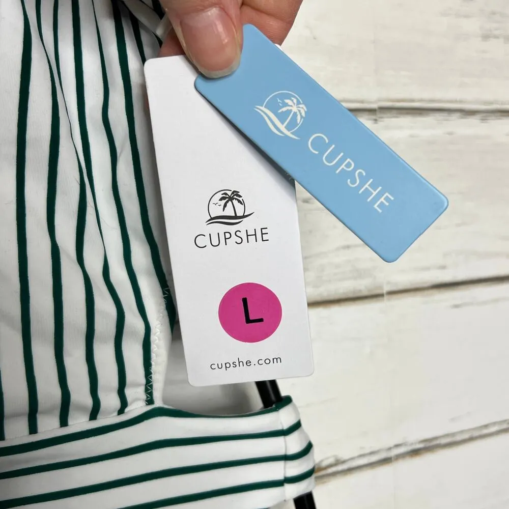 Cupshe Miss You Poppy One Piece Swimsuit Floral Stripe Size Large - Image 4