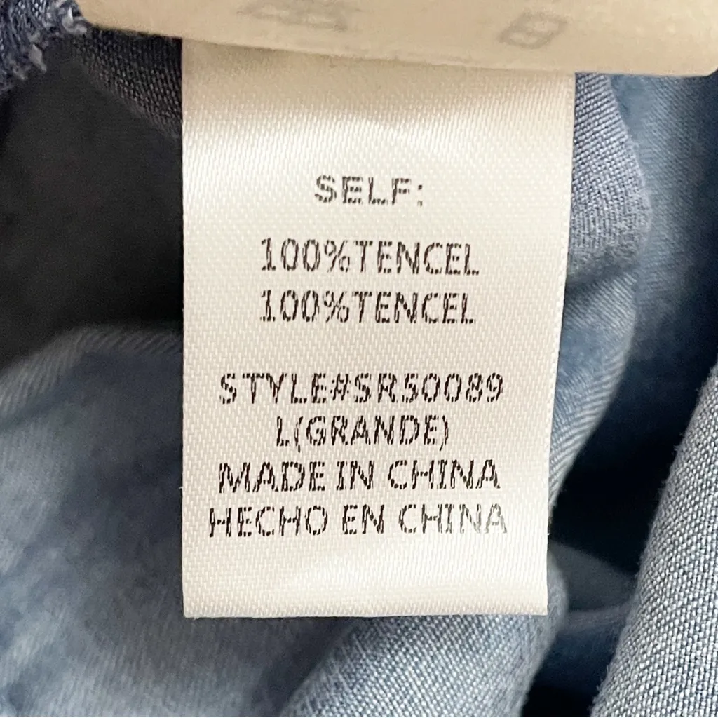 NWT Three Bird Nest Tencel Chambray Jumpsuit Belted Button Front Blue Size Large - Image 11