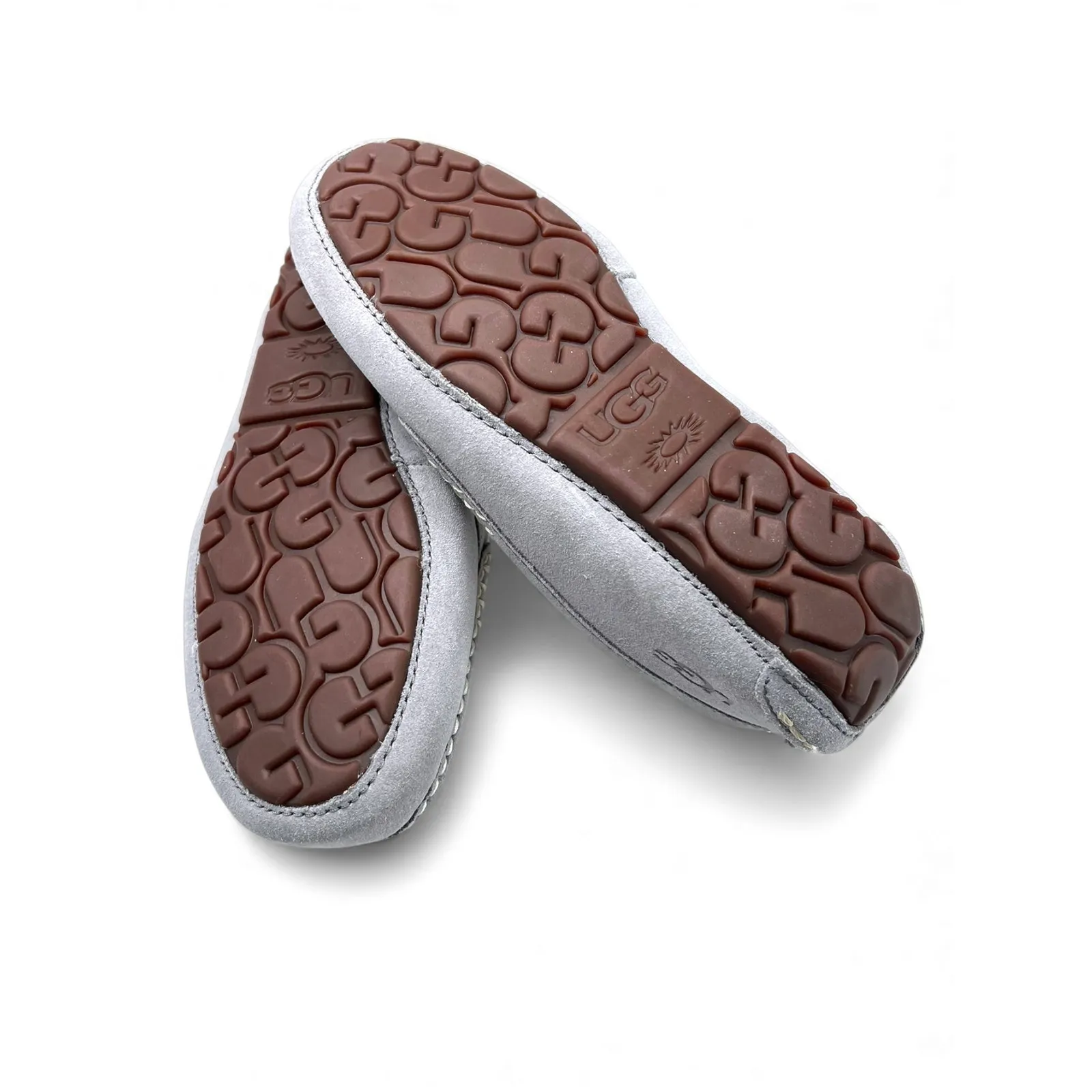 New- UGG 5 Women's Ansley slippers light grey suede Driving Loafer Sherpa Wool - Image 5