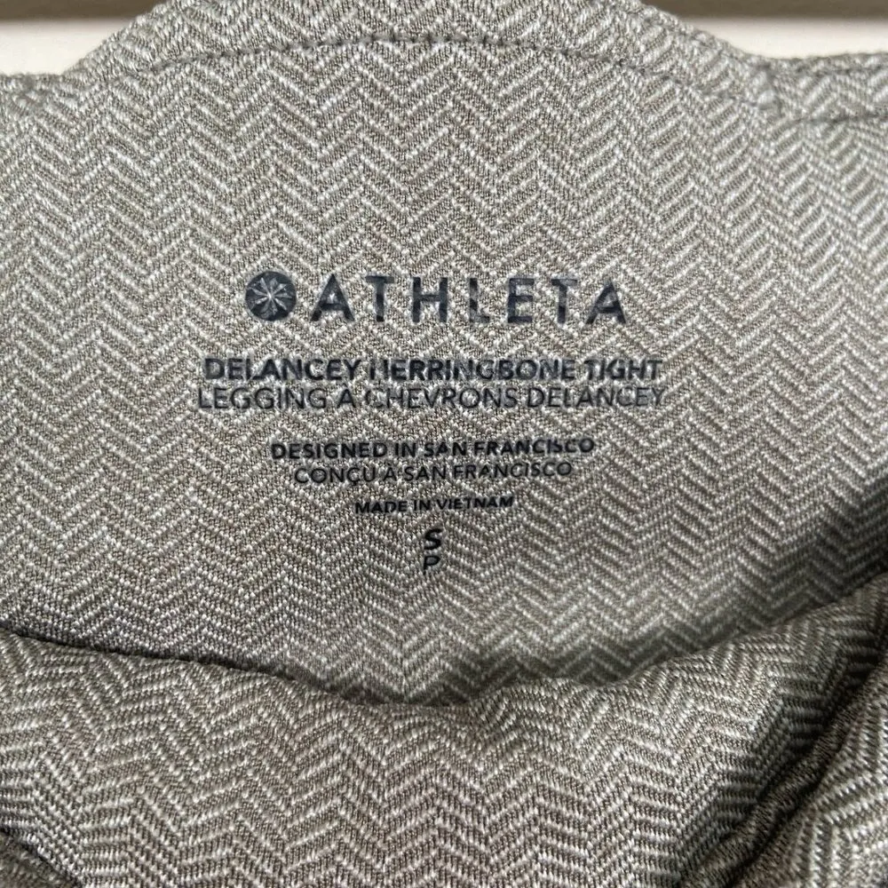 Athleta Delancy Herringbone Tight Leggings‎ Size S Beige Pockets Athletic Preppy - Image 4