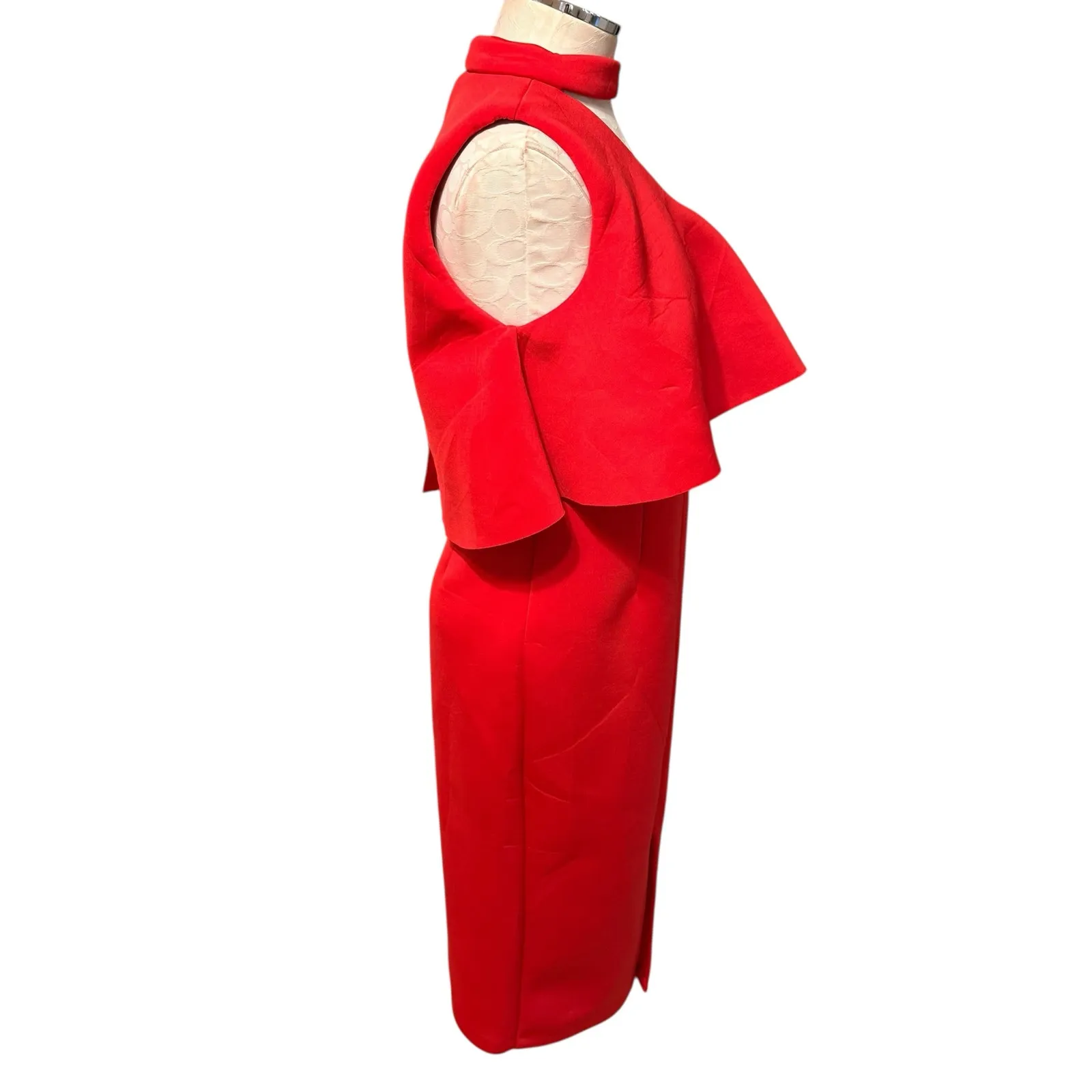 Lavish Alice NWT Cut Out High Neck Flutter Top Scuba Sheath Dress in Red Size 10 - Image 9