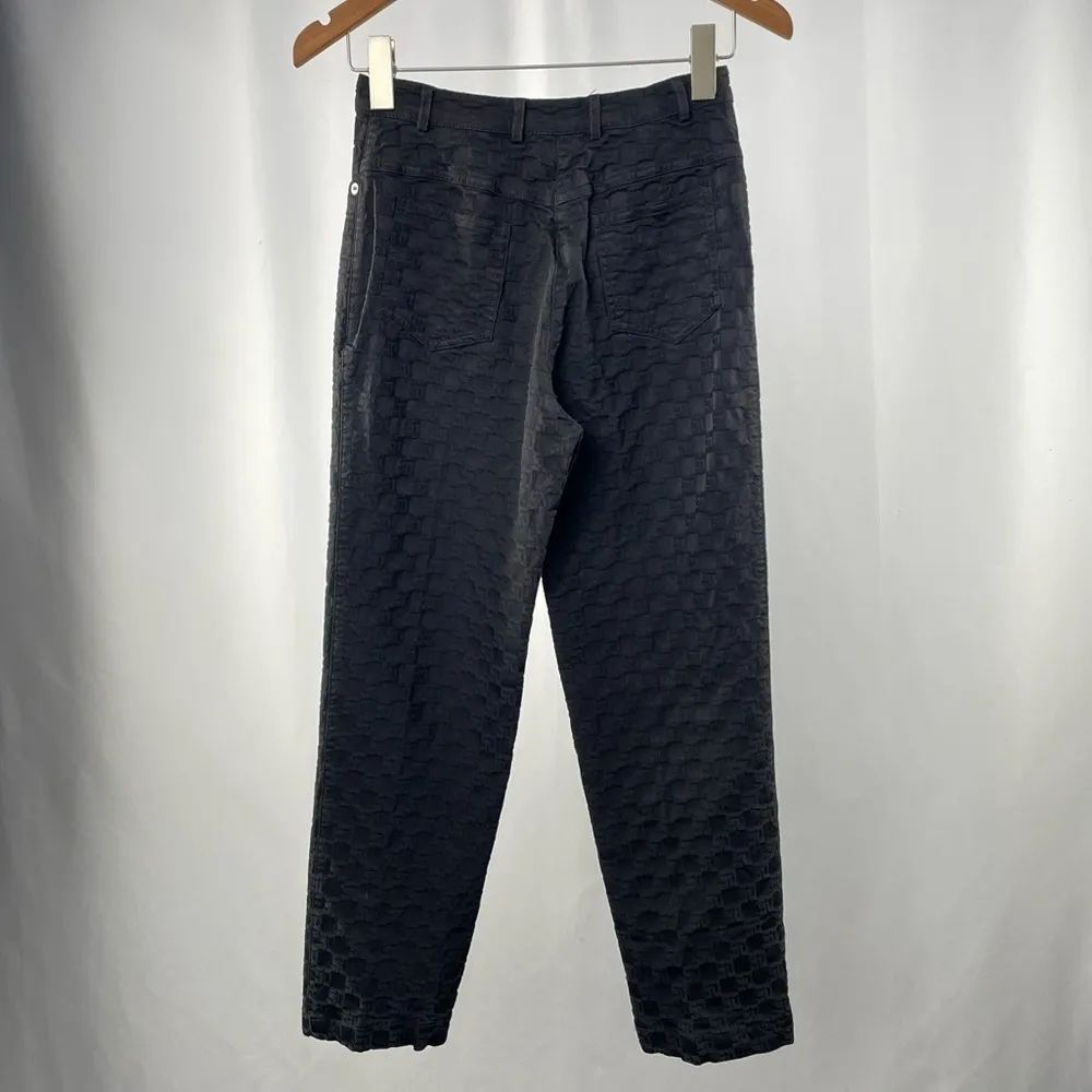 St. John Sport Straight Leg‎ Signature Print Pants in Black Size 2 - Image 3