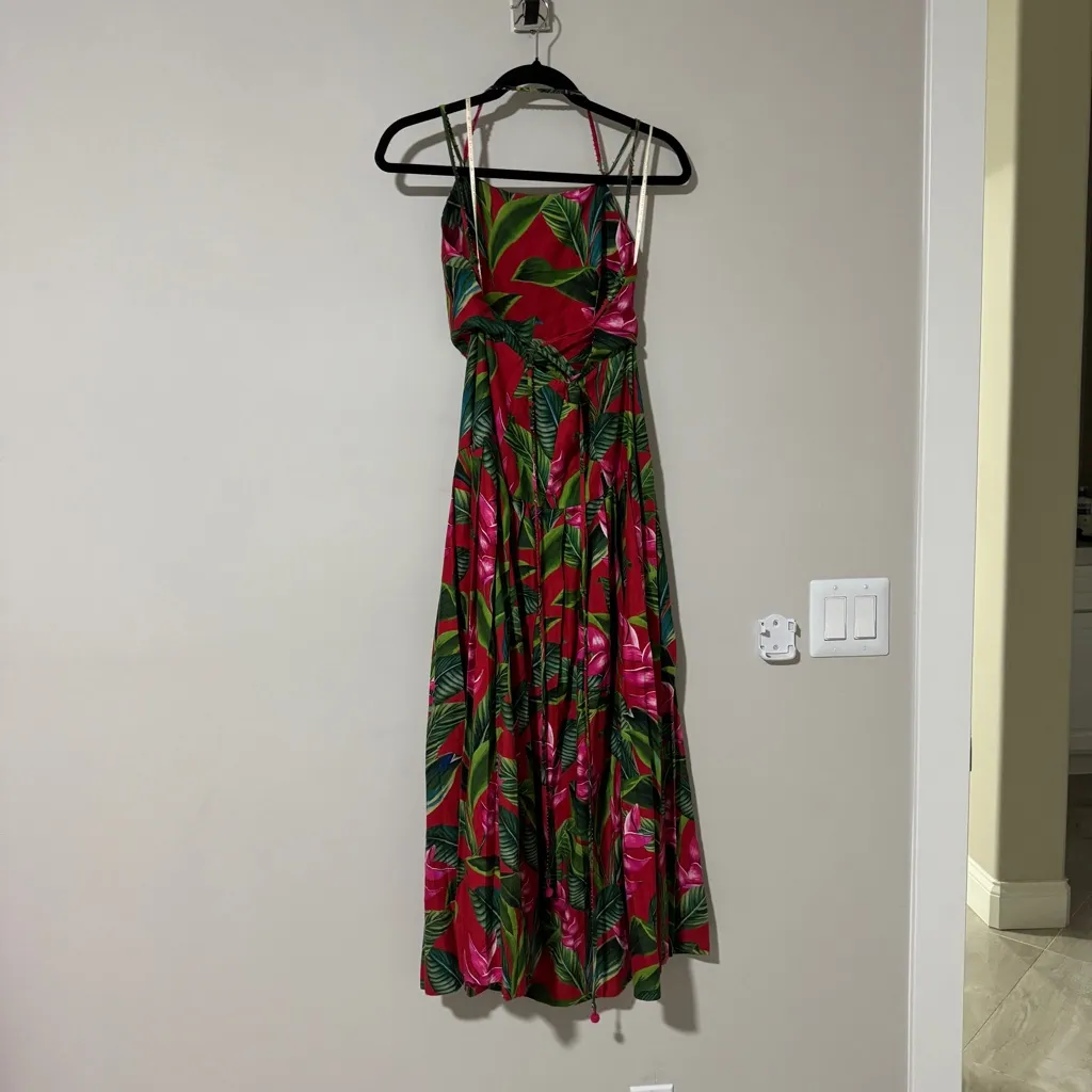 FARM Rio Red Dream Garden Lenzing Ecovero Euroflax Maxi Dress Red Sizd Small - Image 6
