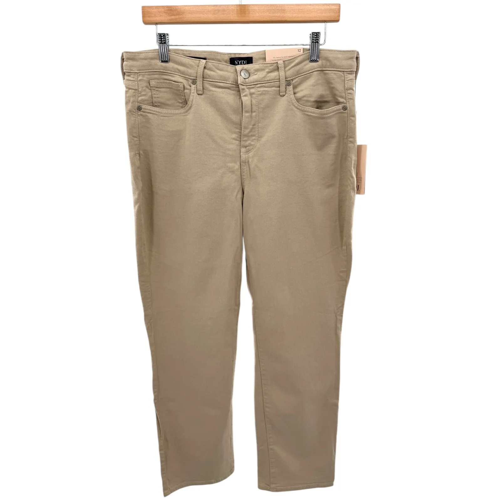 NYDJ Sheri Slim Ankle Jeans Straw Beige Khaki Stretch Lift Tuck NWT Women's‎ 12 - Image 3