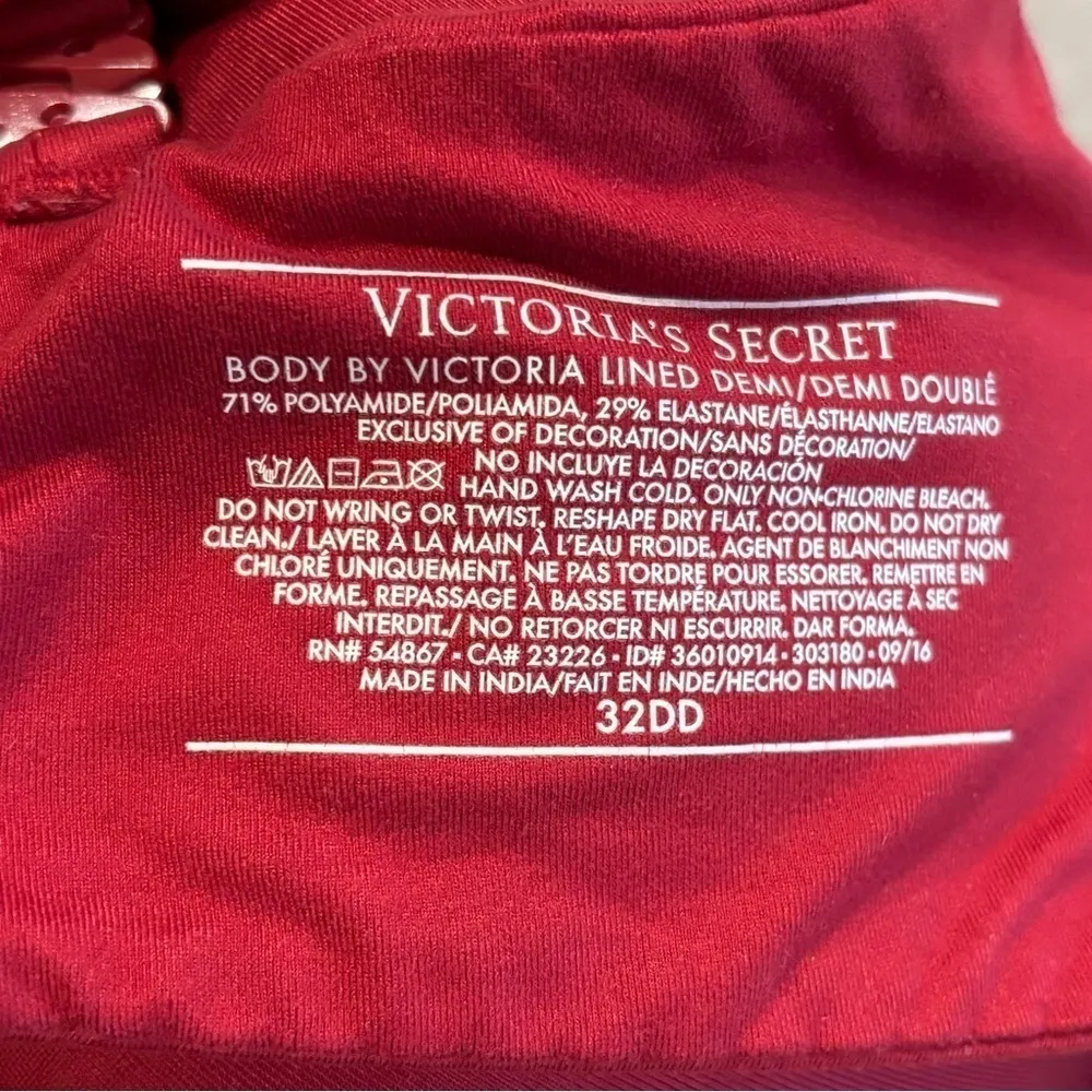 Women’s Victoria’s Secret maroon Body by Victoria Lined Demi bra size 32DD - Image 5