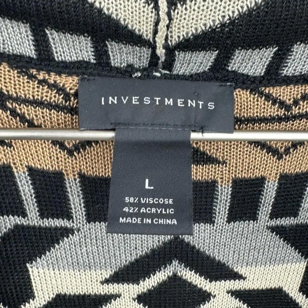 Investments Bohemian Aztec Cardigan Sweater Size Large - Image 6