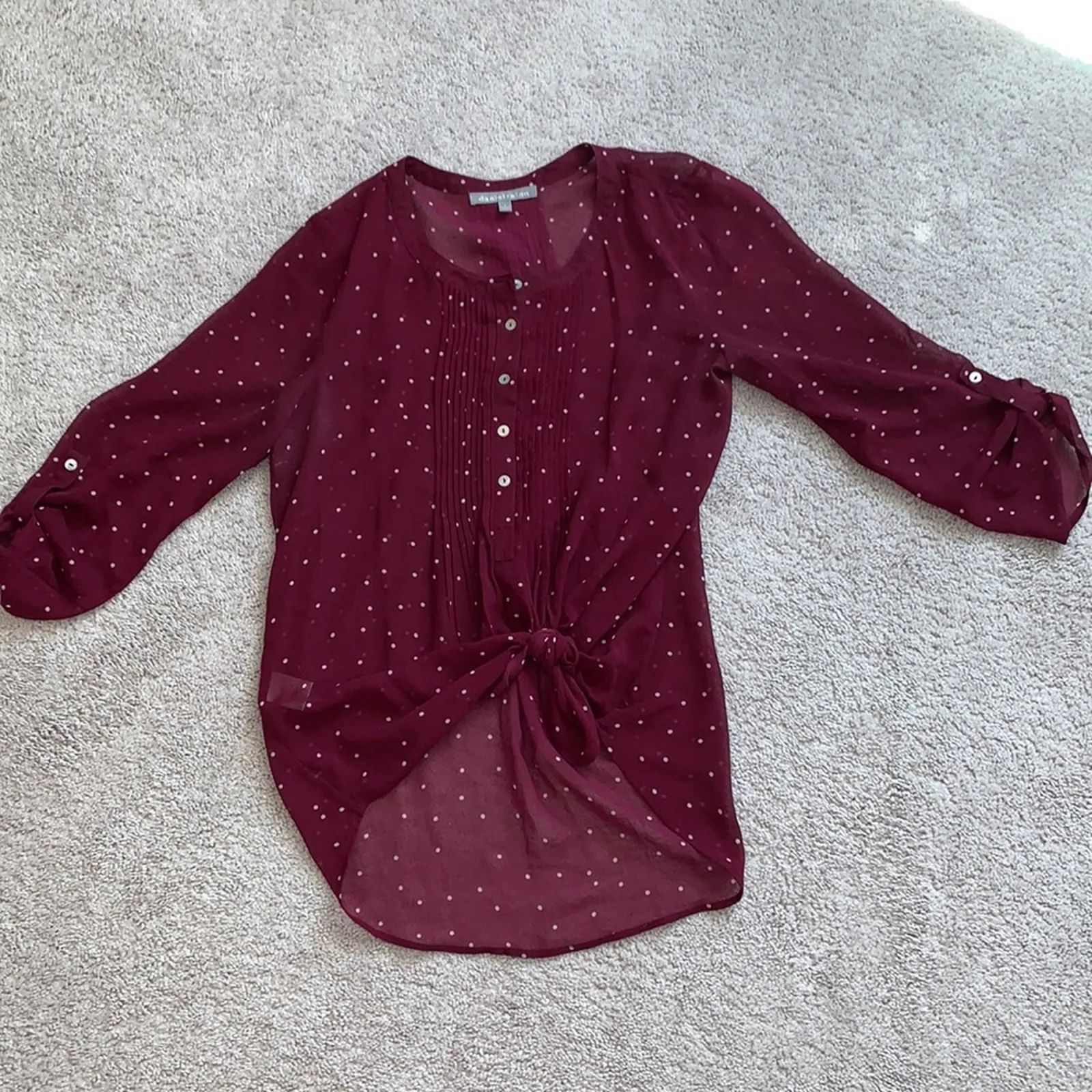 Daniel Rainn Sheer Polka Dot Blouse Sz S - Image 2