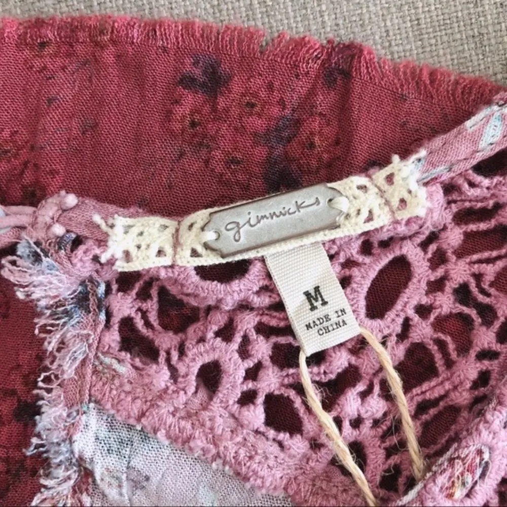 Gimmick Mauve High Neck Pieces Floral Top Size M New with Tag - Image 10