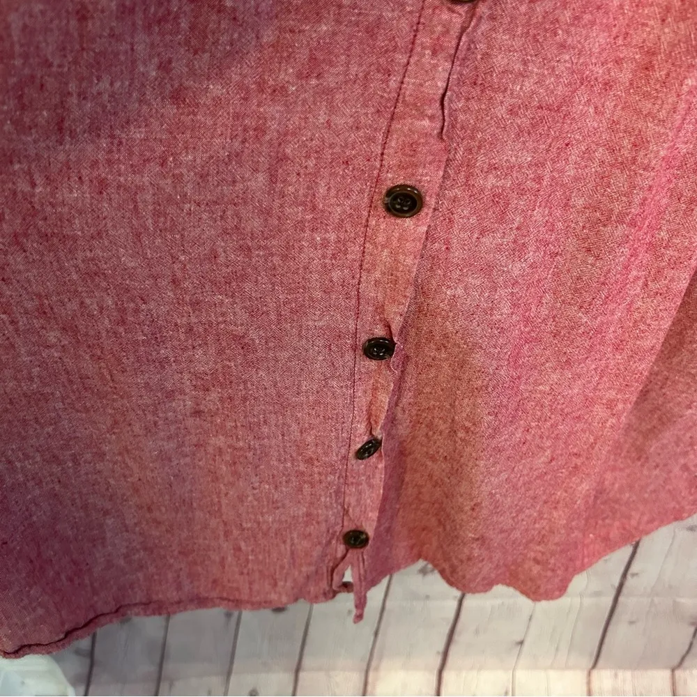 Christopher & Banks Vintage red grannycore linen blend pinafore dress 10 petite - Image 5