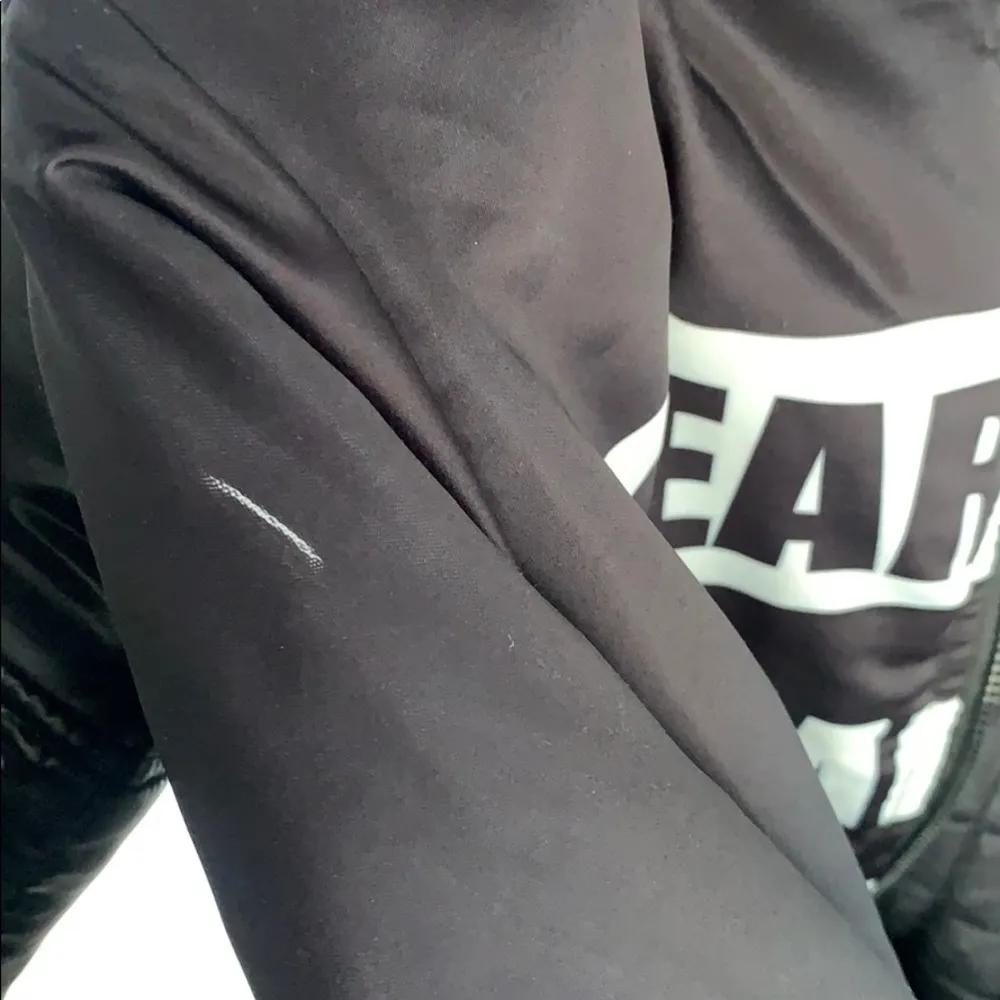 Super Unique Black Bomber Jacket With Angel Wings Size M - Image 8