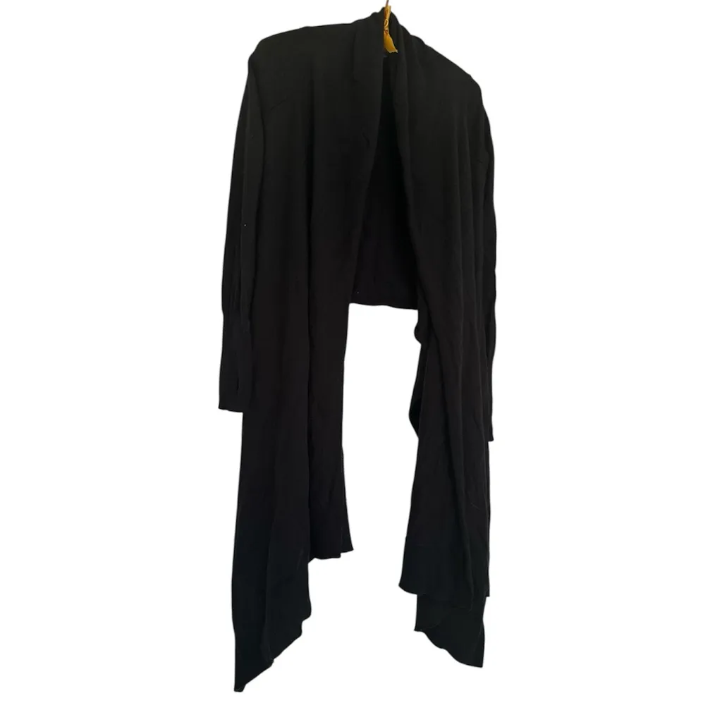 Athleta Wrap Draped Black Cardigan Cashmere Cotton Wool Blend Sweater Women XXS - Image 3
