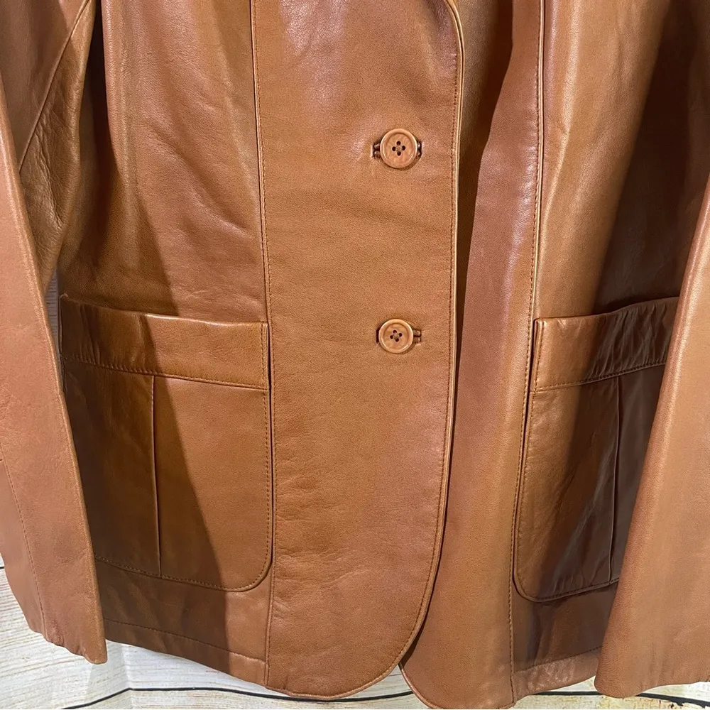 Vtg Anthro Isabella Bird genuine leather brown jacket women Size 6 - Image 5
