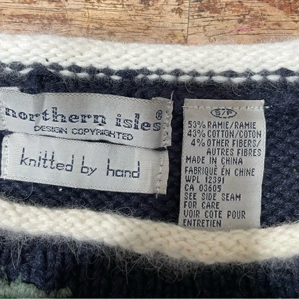 VTG Northern Isles Hand Knitted Ugly Christmas Santa‎ Sweater Women’s Small Red - Image 2