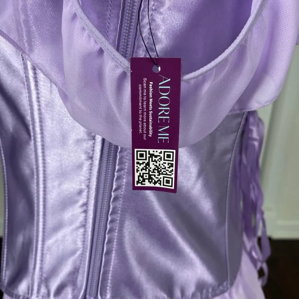 Whimsical Fairy Purple Lilac Satin Off The Shoulder Corset M NWT - Image 8