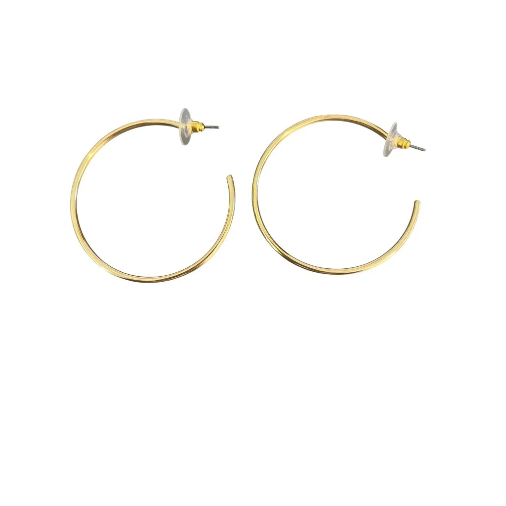 3 New Pair Earrings Lori's Gifts Express Gold Tone Faux Pearl Hoops Pierced - Image 4