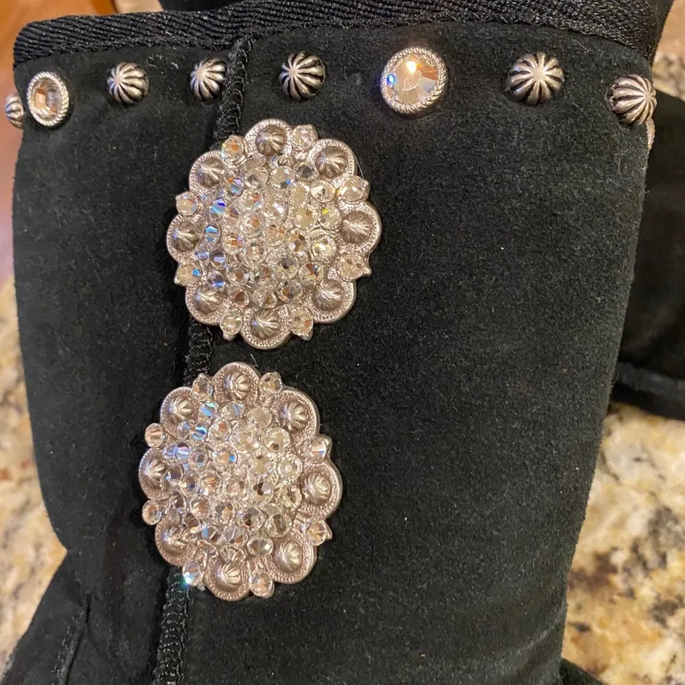 Zodiac Womens black  Sherpa Suede rhinestone winter boots ski snow fall warm - Image 3