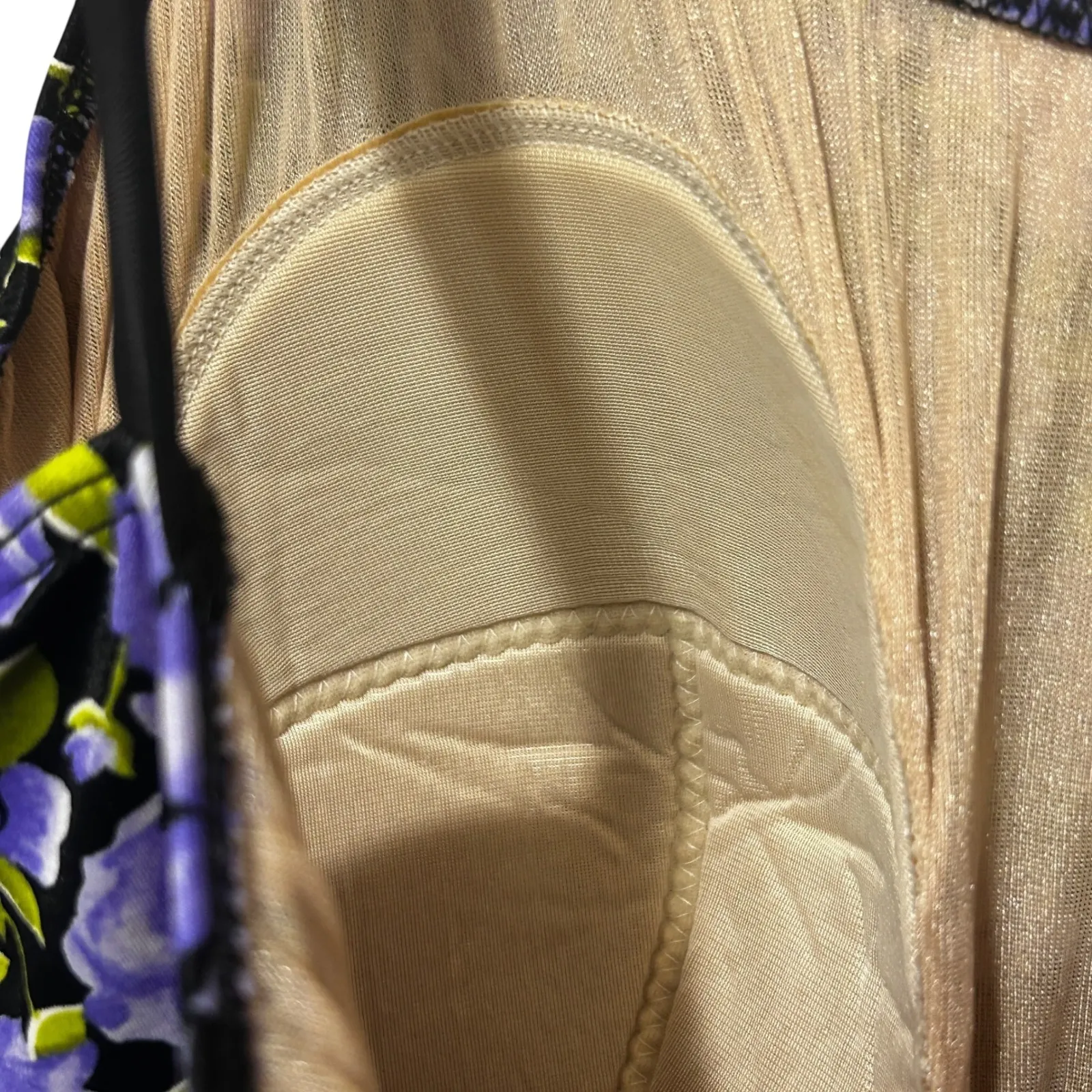 It Figures Womens 22W One‎ Piece Swim Dress Purple Floral Ruched Slimming Tummy Black - Image 8